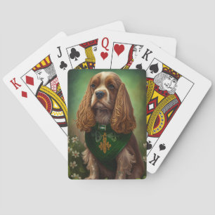 Cocker Spaniel Dog in St. Patrick's Day Dress Poker Cards