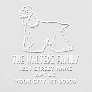 Cocker Spaniel Dog Line Art Name Return Address Embosser