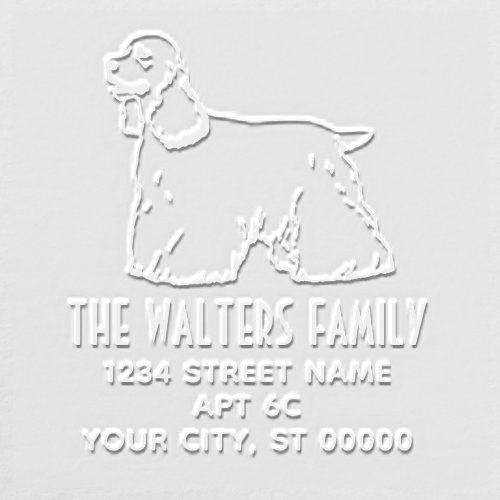 Cocker Spaniel Dog Line Art Name Return Address Embosser