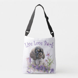 Cocker Spaniel Dog Mom Floral Crossbody Bag