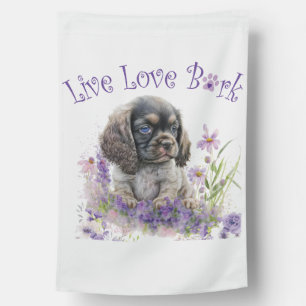 Cocker Spaniel Dog Mom Floral House Flag