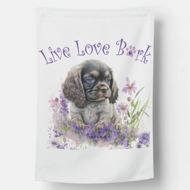 Cocker Spaniel Dog Mom Floral House Flag (Back)