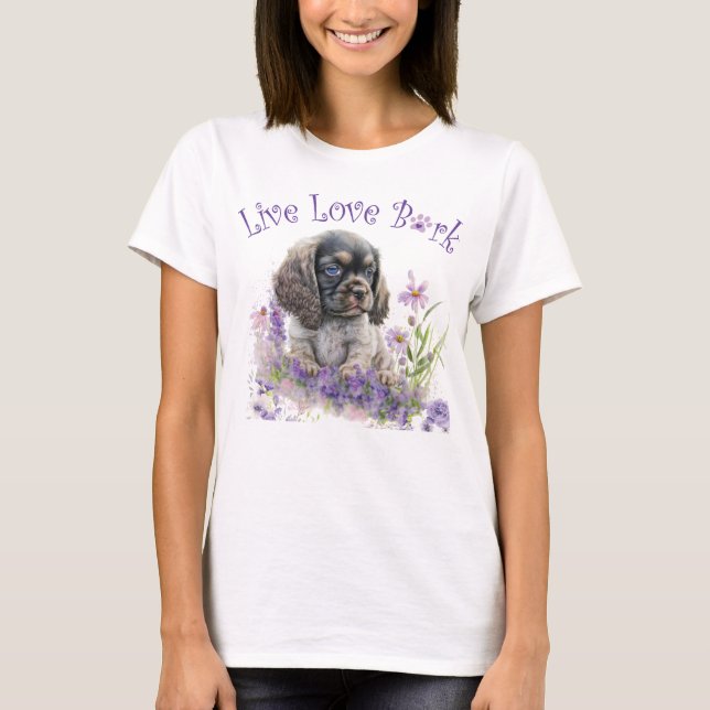 Cocker Spaniel Dog Mom Floral T-Shirt (Front)