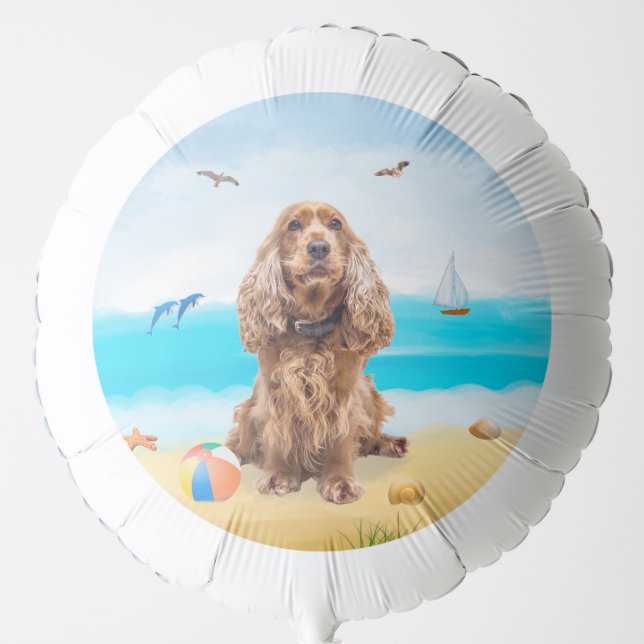 Cocker Spaniel Dog on Beach Balloon (Front)