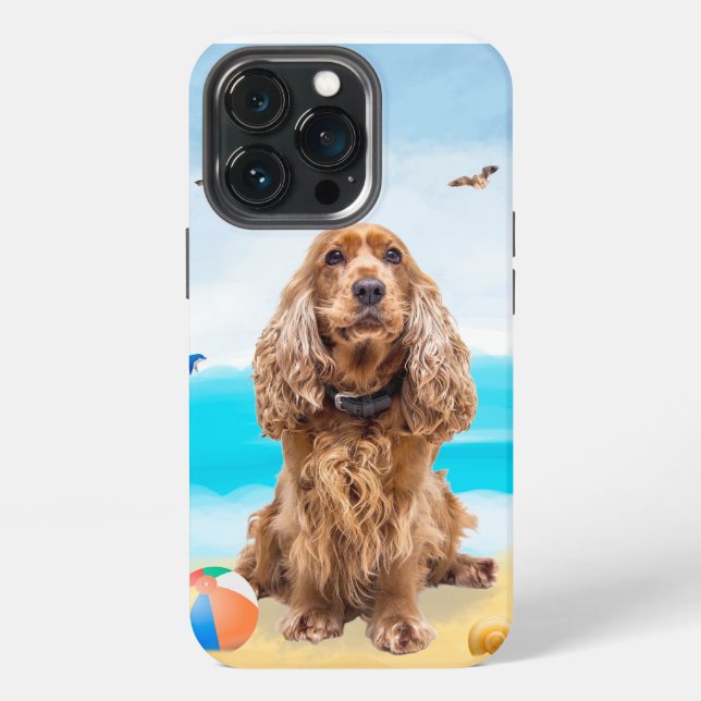 Cocker Spaniel Dog on Beach Iphone Case (Back)