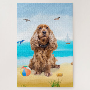 Cocker Spaniel Dog on Beach Jigsaw Puzzle