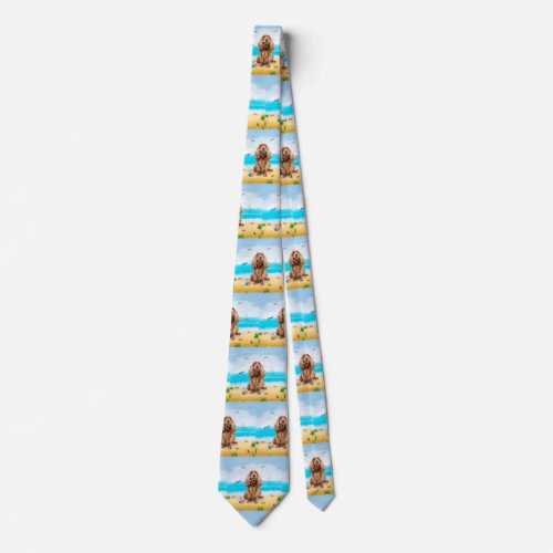 Cocker Spaniel Dog on Beach Neck Tie