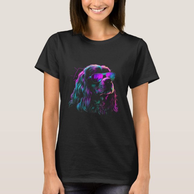 Cocker Spaniel Dog owner Vaporwave Notorious DJ T-Shirt (Front)