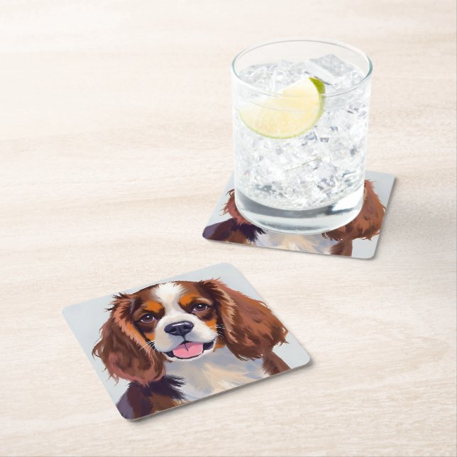 Cocker Spaniel | Dog Painting Pet Square Paper Coaster (Insitu)