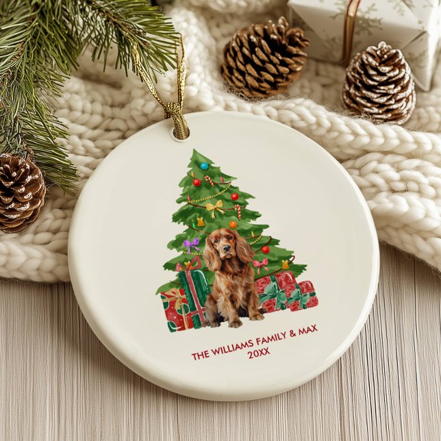 Cocker Spaniel Dog Personalized Christmas Ceramic Ornament (Creator Uploaded)