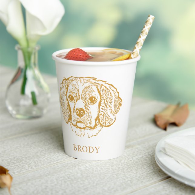 Cocker Spaniel Dog Personalized Hand Drawing  Paper Cups (Insitu)
