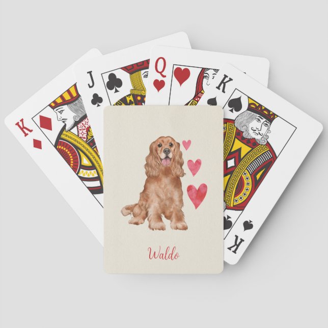 Cocker Spaniel Dog Personalized Pet Name Poker Cards (Back)