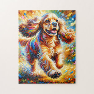 Cocker Spaniel Dog Portrait Acrylic Art Print Jigsaw Puzzle