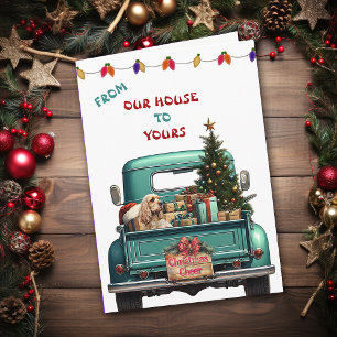 Cocker Spaniel Dog Retro Farm Truck Christmas Card