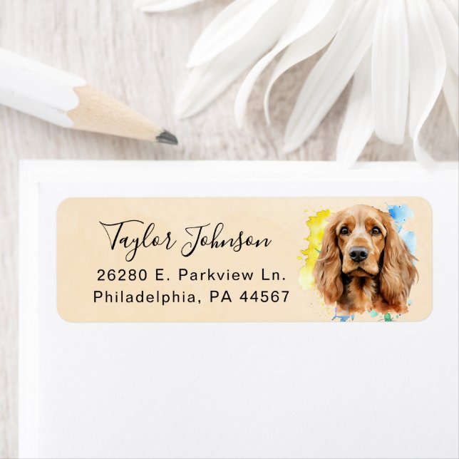 Cocker Spaniel Dog Return Address Label (Insitu)