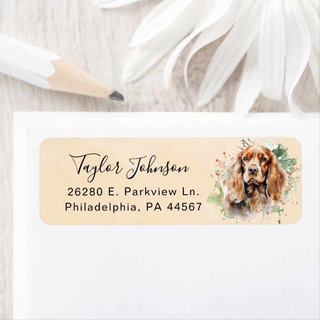Cocker Spaniel Dog Return Address Label (Insitu)