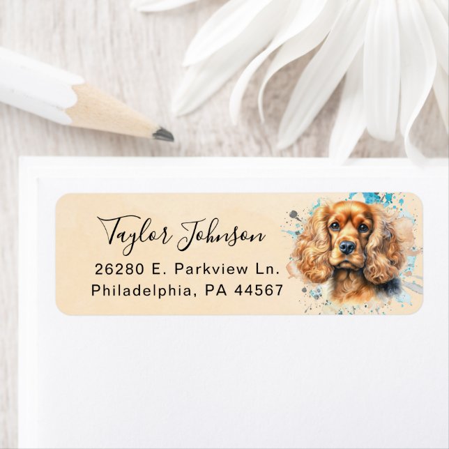 Cocker Spaniel Dog Return Address Label (Insitu)