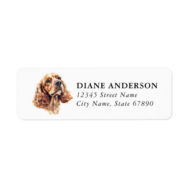 Cocker Spaniel Dog Return Address Labels (Front)