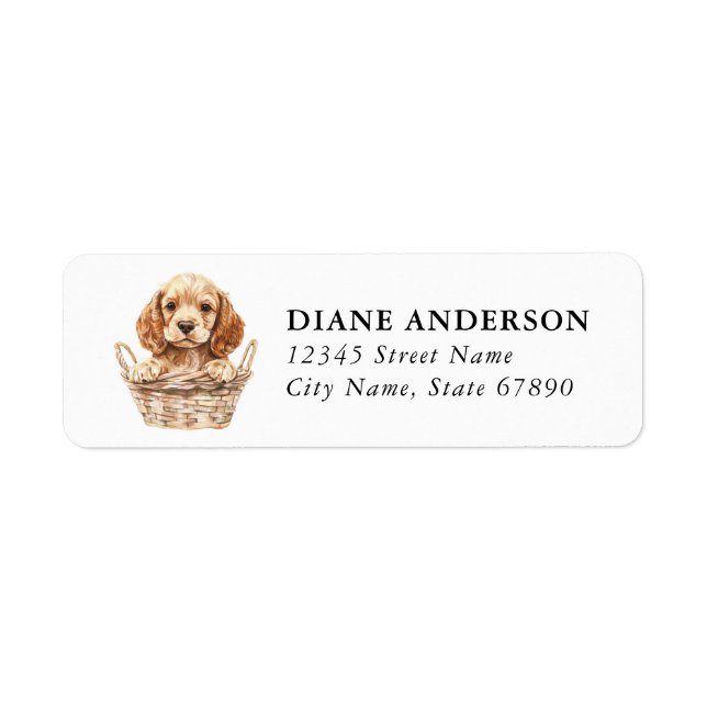 Cocker Spaniel Dog Return Address Labels (Front)