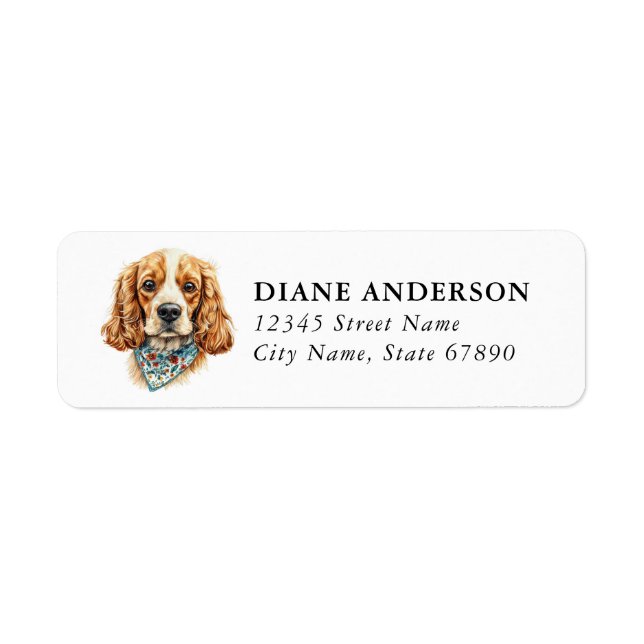 Cocker Spaniel Dog Return Address Labels (Front)