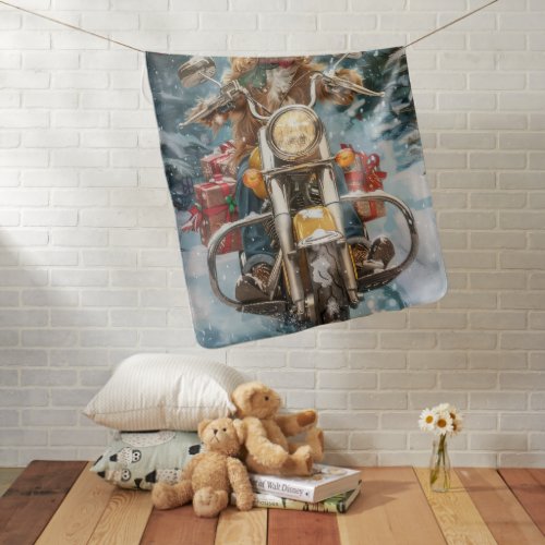 Cocker Spaniel Dog Riding Motorcycle Christmas  Baby Blanket