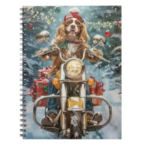 Cocker Spaniel Dog Riding Motorcycle Christmas  Notebook