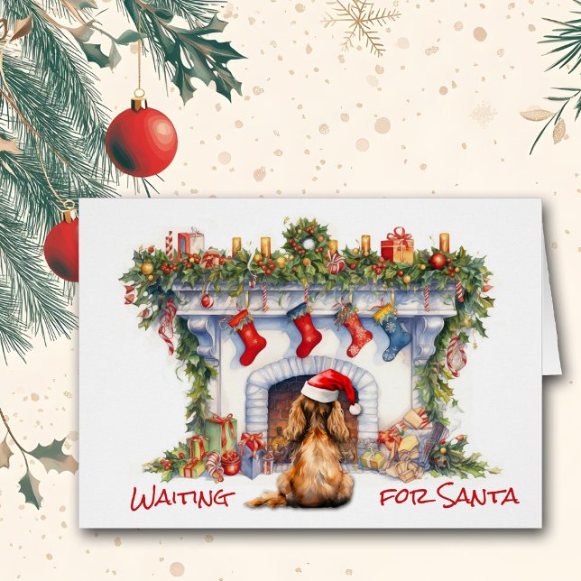 Cocker Spaniel Dog Santa Wait Christmas Fireplace Cards (Creator Uploaded)