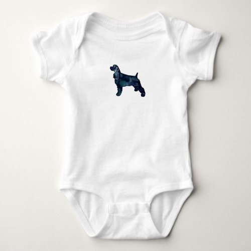 Cocker Spaniel Dog Silhouette Black Watercolor Baby Bodysuit