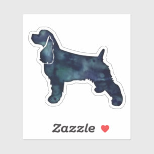 Cocker Spaniel Dog Silhouette Black Watercolor Sticker