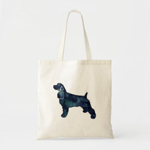 Cocker Spaniel Dog Silhouette Black Watercolor Tote Bag