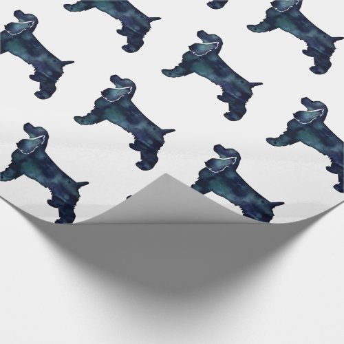 Cocker Spaniel Dog Silhouette Black Watercolor Wrapping Paper