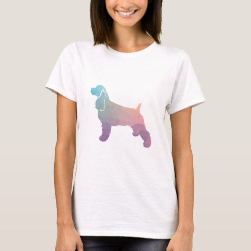 Cocker Spaniel Dog Silhouette Geometric Pattern Ps T_Shirt