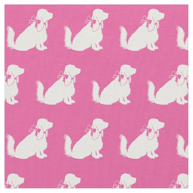 Cocker Spaniel Dog Silhouette Pet Pink Fabric (Close Up)
