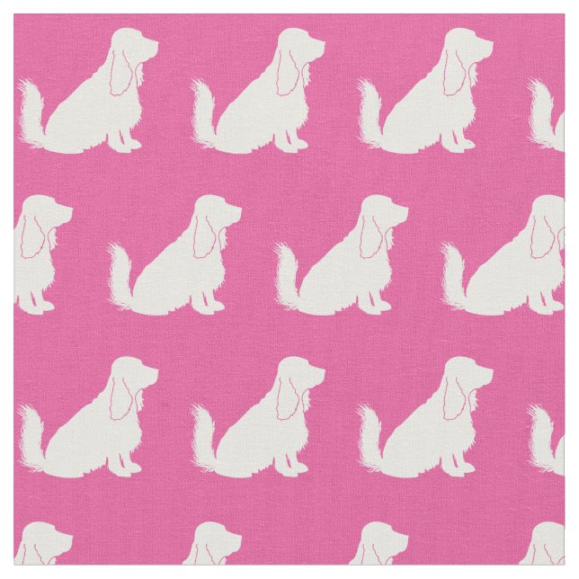 Cocker Spaniel Dog Silhouette Pet Pink Fabric (Close Up)