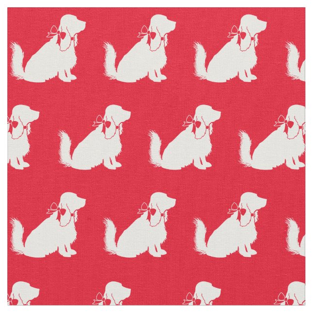 Cocker Spaniel Dog Silhouette Pet Red Fabric (Close Up)