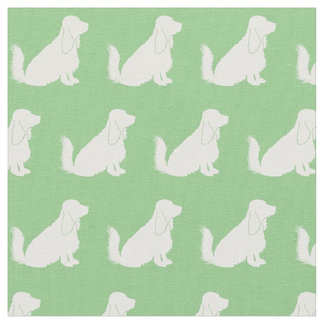 Cocker Spaniel Dog Silhouette Pet Sage Green Fabric (Close Up)