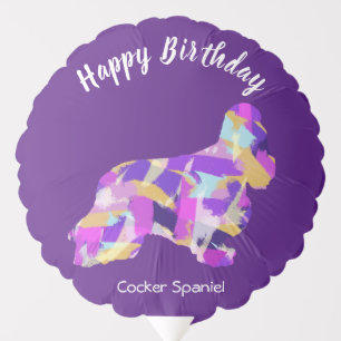 Cocker Spaniel Dog Silhouette PurplePY&B Birthday Balloon