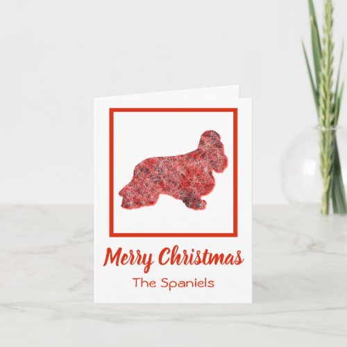 Cocker Spaniel Dog Silhouette Red Merry Christmas Card