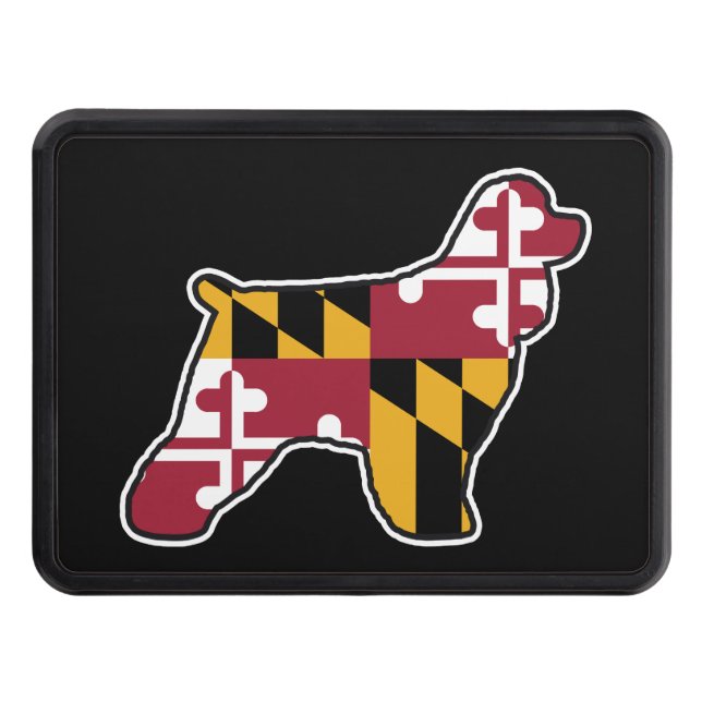 Cocker Spaniel Dog Silhouette with Maryland Flag Hitch Cover (Front)