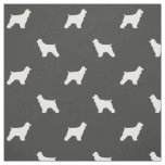 Cocker Spaniel Dog Silhouettes Grey and White Fabric