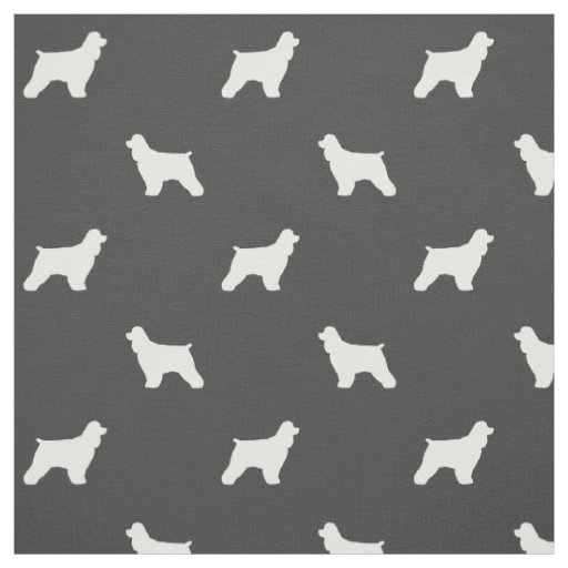 Cocker Spaniel Dog Silhouettes Grey and White Fabric