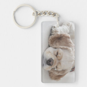 Cocker spaniel dog sleeping keychain