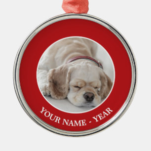 Cocker spaniel dog sleeping metal ornament