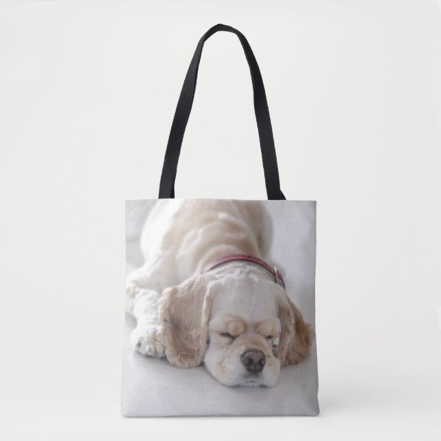 Cocker spaniel dog sleeping tote bag (Front)
