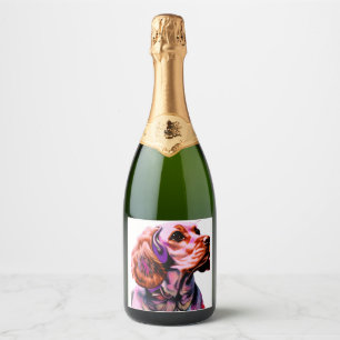 Cocker Spaniel Dog  Sparkling Wine Label
