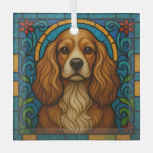 Cocker Spaniel Dog "Stained Glass" Glass Ornament
