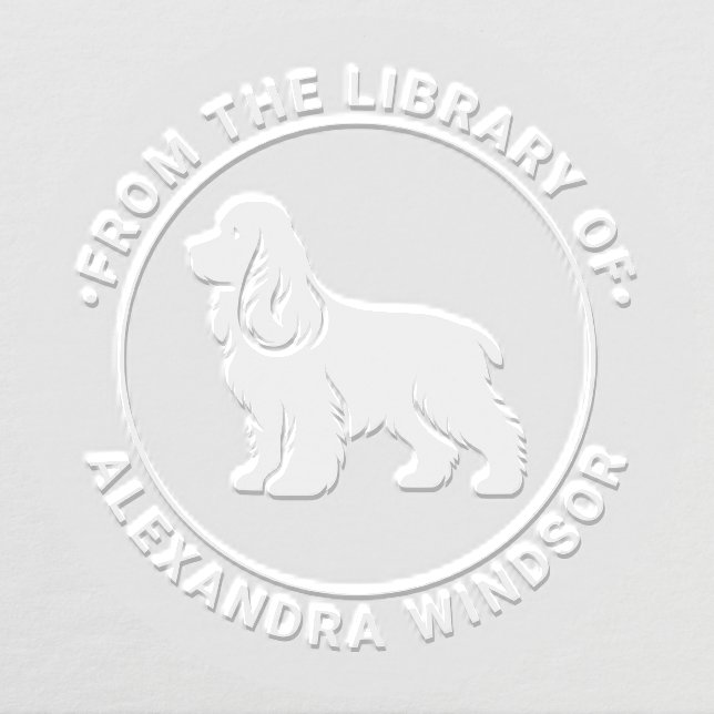 Cocker Spaniel Dog Standing Sil Library Book Name Embosser (Design)