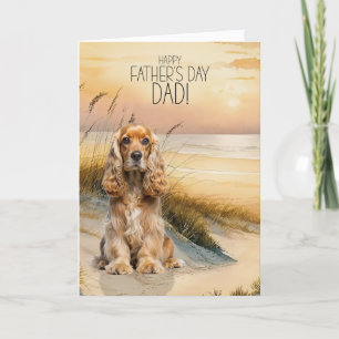 Cocker Spaniel Dog Sunset Beach Father's Day Holiday Card