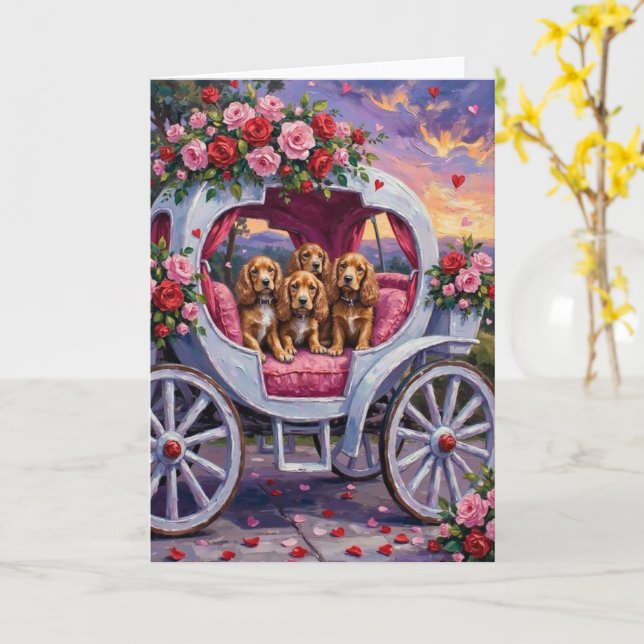 Cocker Spaniel Dog Valentine's Day  Card (Yellow Flower)