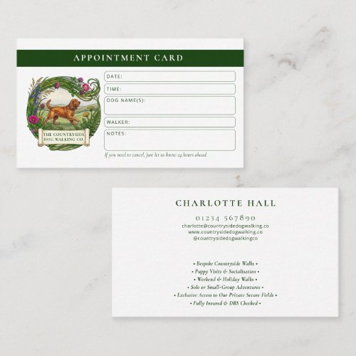 Cocker Spaniel Dog Walker Custom Appointment Card